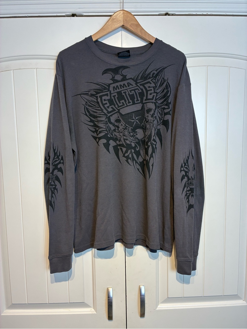MMA Elite Men's Long Sleeve Graphic Tee - Gray Size XL
